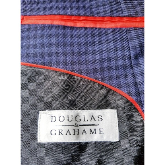Douglas Graham 48R Blue On Blue Tooth Check 4-SEASON Blazer sport Coat Jacket - Picture 5 of 5
